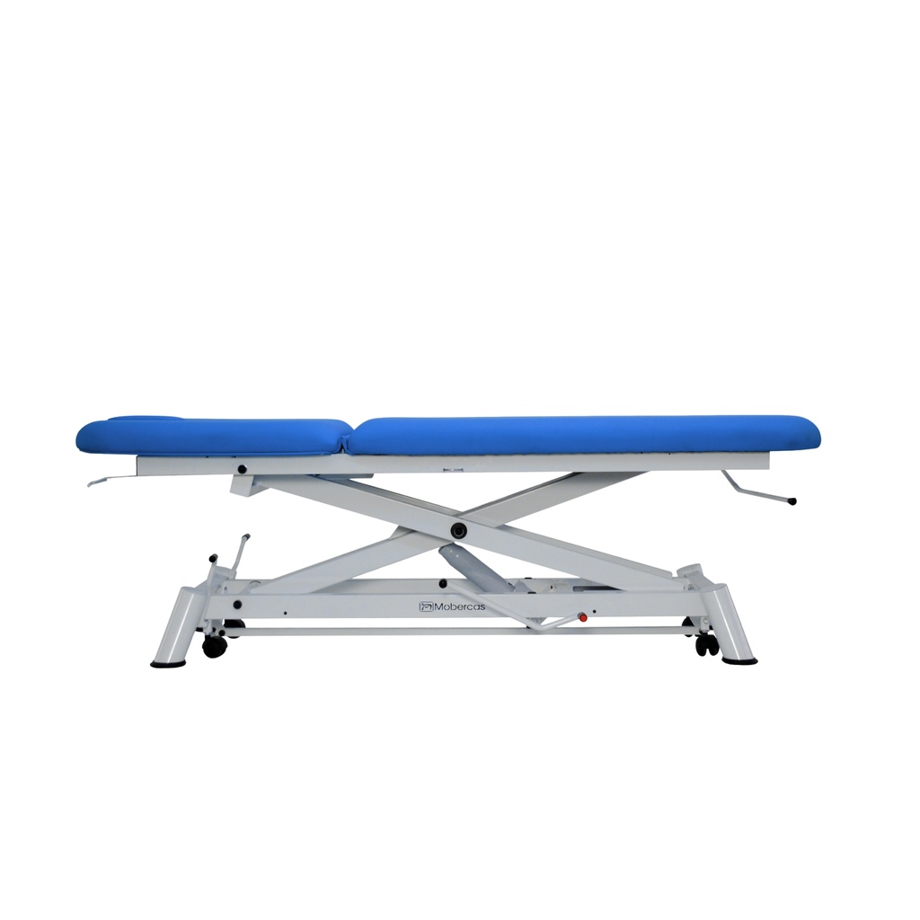 Camilla hidráulica de 2 cuerpos con subida recta sin desplazamiento lateral y con ruedas