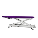 Camilla hidráulica de 2 cuerpos con respaldo negativo, subida recta sin desplazamiento lateral y con ruedas