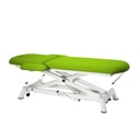 Camilla hidráulica de 2 cuerpos con respaldo negativo, subida recta sin desplazamiento lateral y con ruedas