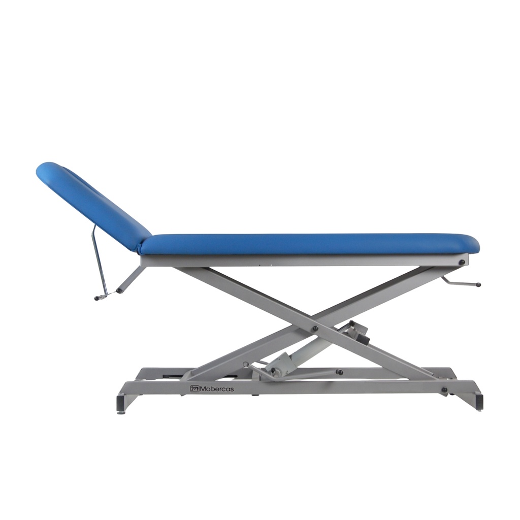 Camilla hidráulica de 2 cuerpos con subida recta sin desplazamiento lateral y con ruedas