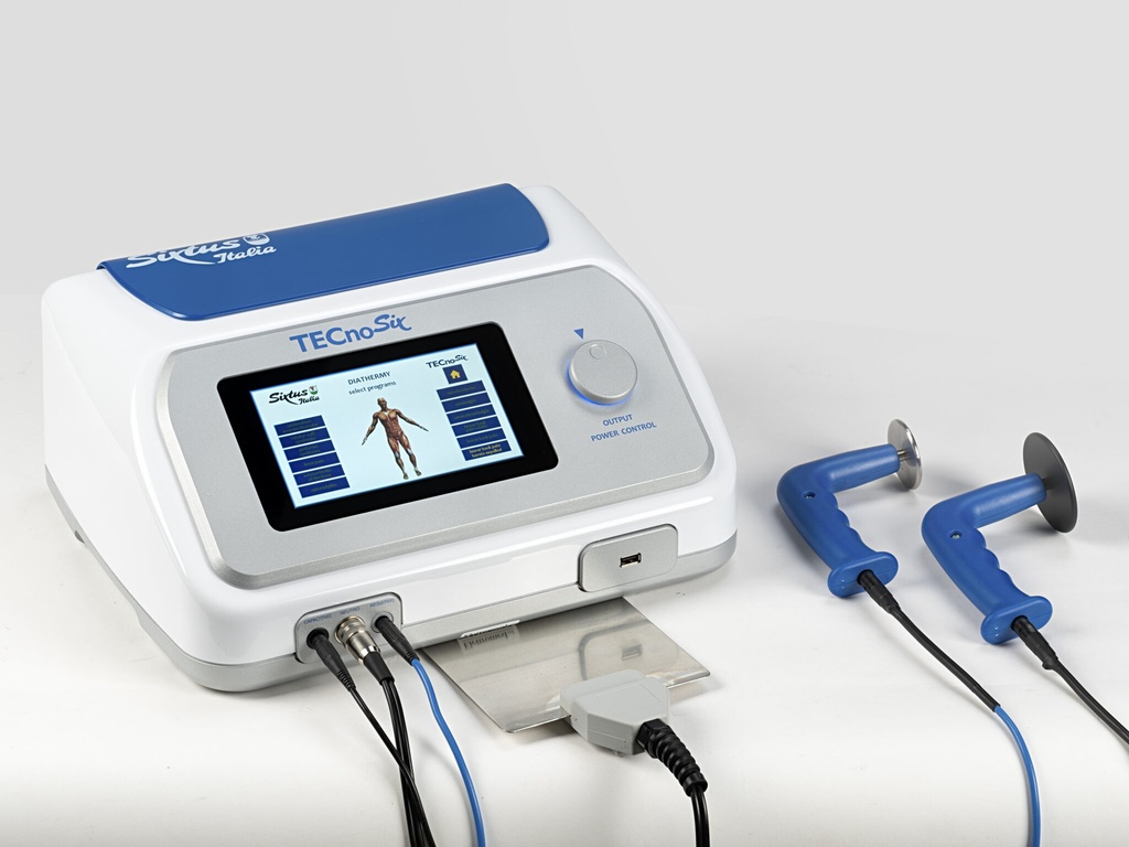 Equipo de diatermia Sixtus Tecnosix CR5 con sus dos electrodos de mano