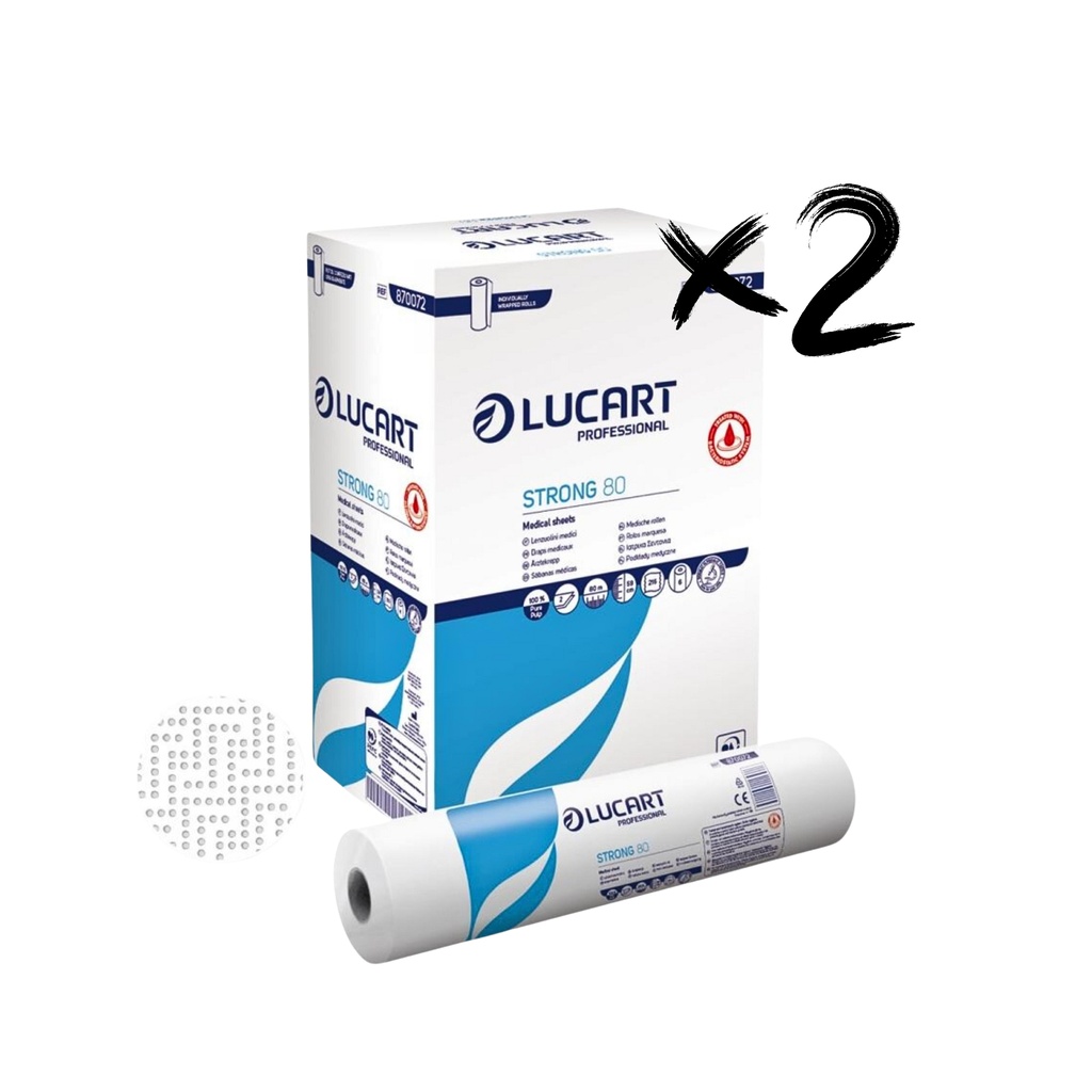 Pack de 2 cajas de 6 Rollos Papel De Camilla 2 Capas Precortado 60 cm x 80 metros (12 uds)