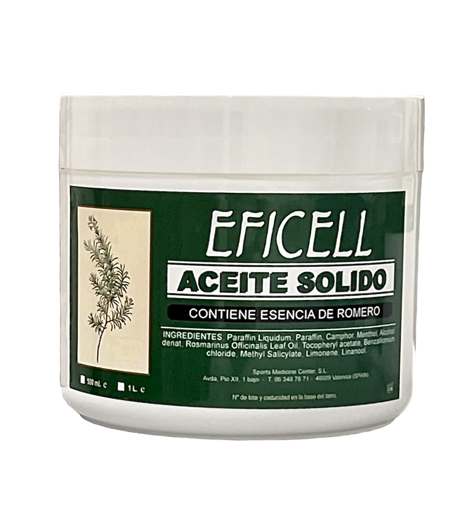 Aceite De Romero Sólido PLUS para Masajes 500 Gr EFICELL