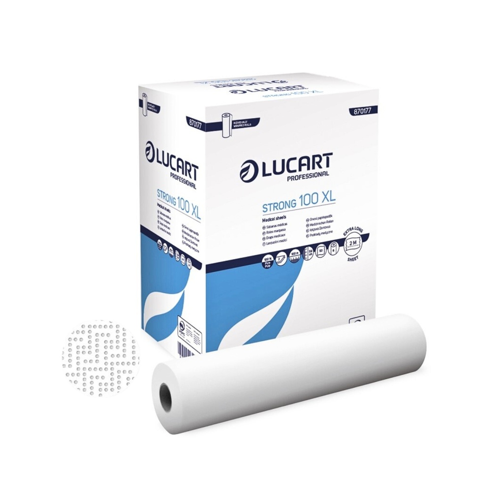 Caja de 6 Rollos Papel De Camilla 2 Capas Ancho 60 cm  Precortado 200 cm x 100 metros