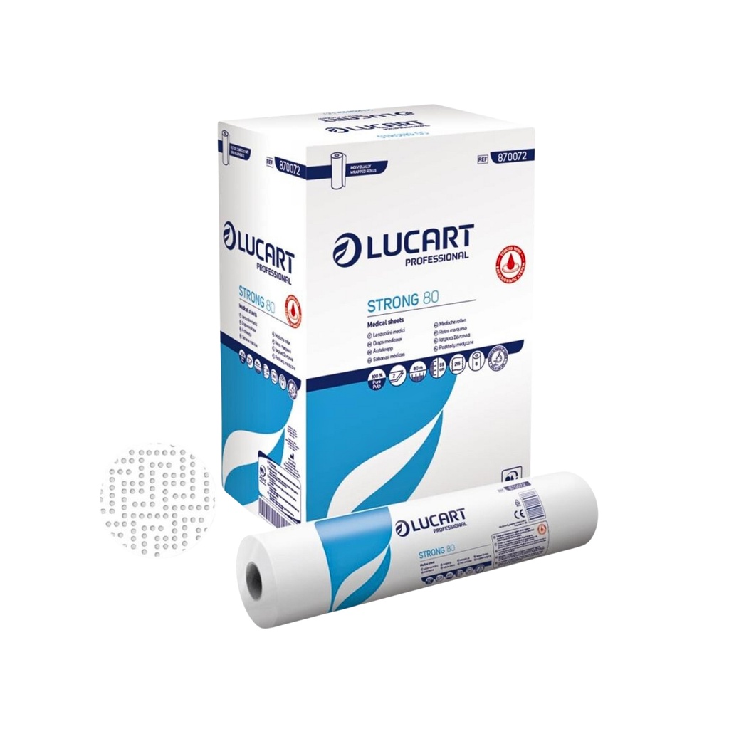 Caja de 6 Rollos Papel De Camilla 2 Capas Precortado 60 cm x 80 metros