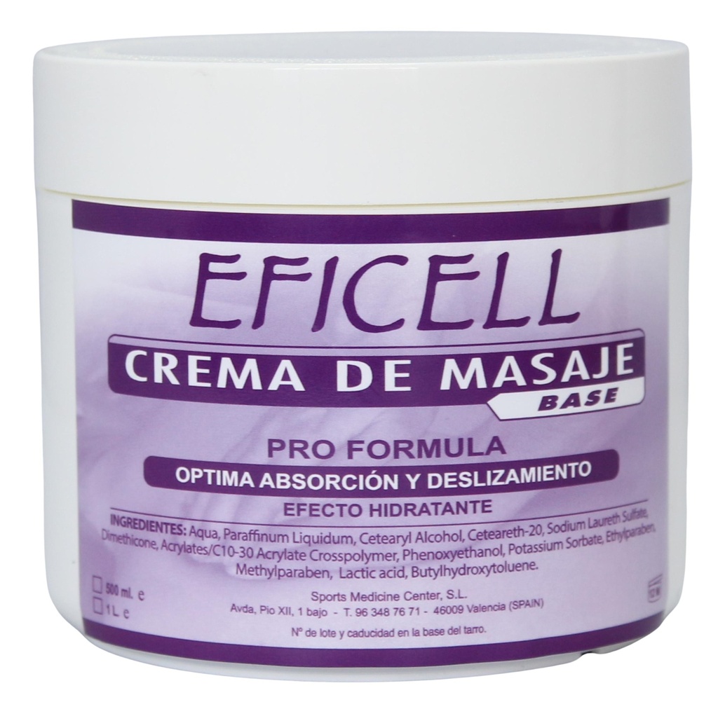 Crema para Masaje Base 500ml EFICELL