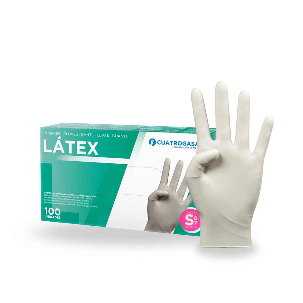 Guantes De Látex sin polvo Talla S