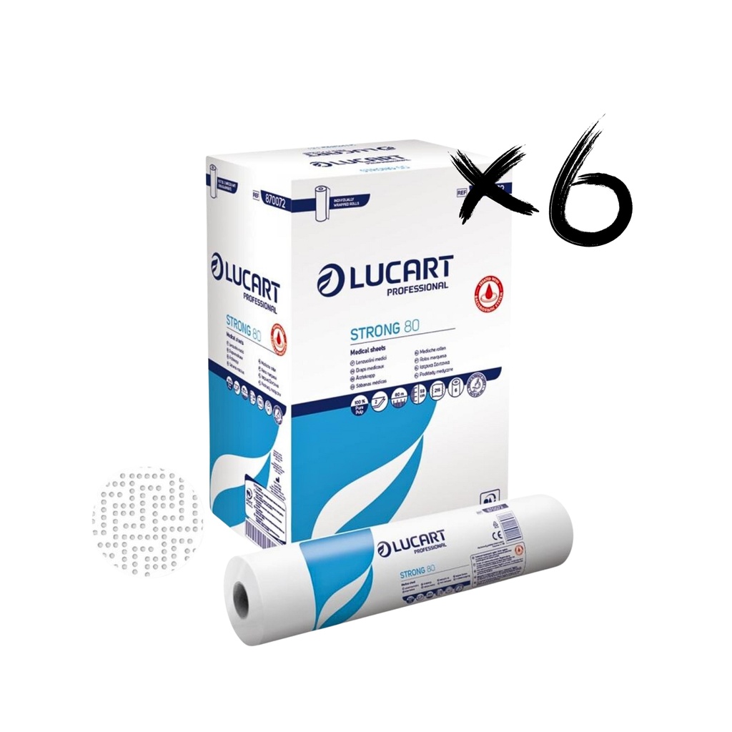Pack de 6 cajas de 6 Rollos Papel De Camilla 2 Capas Precortado 40cm- 60 cm x 80 metros (36 uds)