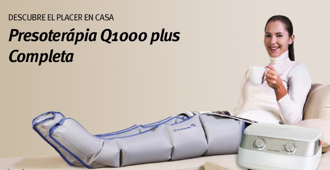 Presoterapia completa Q1000Plus 4 cámaras, Incluye 2 botas + 1 brazo+ faja + funda 