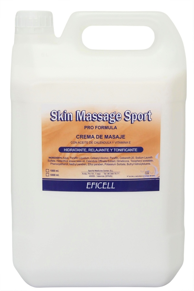 Skin Massage Sport - Crema De Masaje Neutra EFICELL 5kg