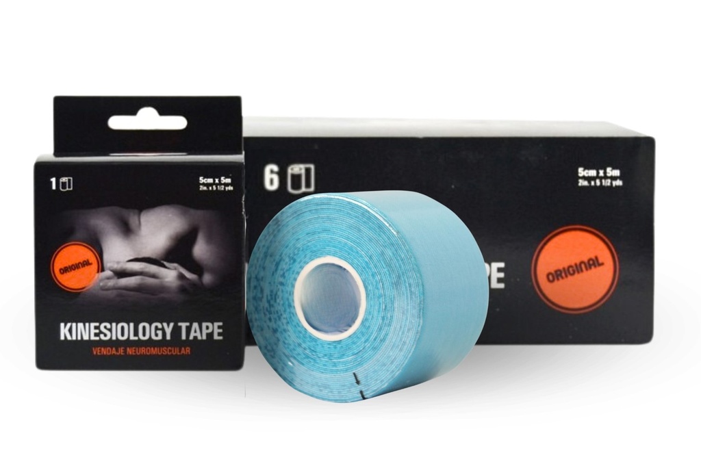 Vendaje neuromuscular 5 cm x 5 mt  Azul  PACK 6 ROLLOS  KCI