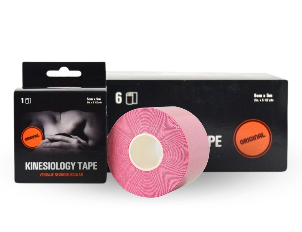Vendaje neuromuscular 5 cm x 5 mt  Rosa PACK 6 ROLLOS KCI